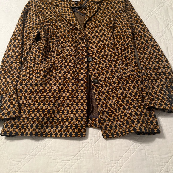 CAbi Kensington Proper Standout Medallion Blazer Jacket 3372 Mustard & Blue Med. - Picture 7 of 13